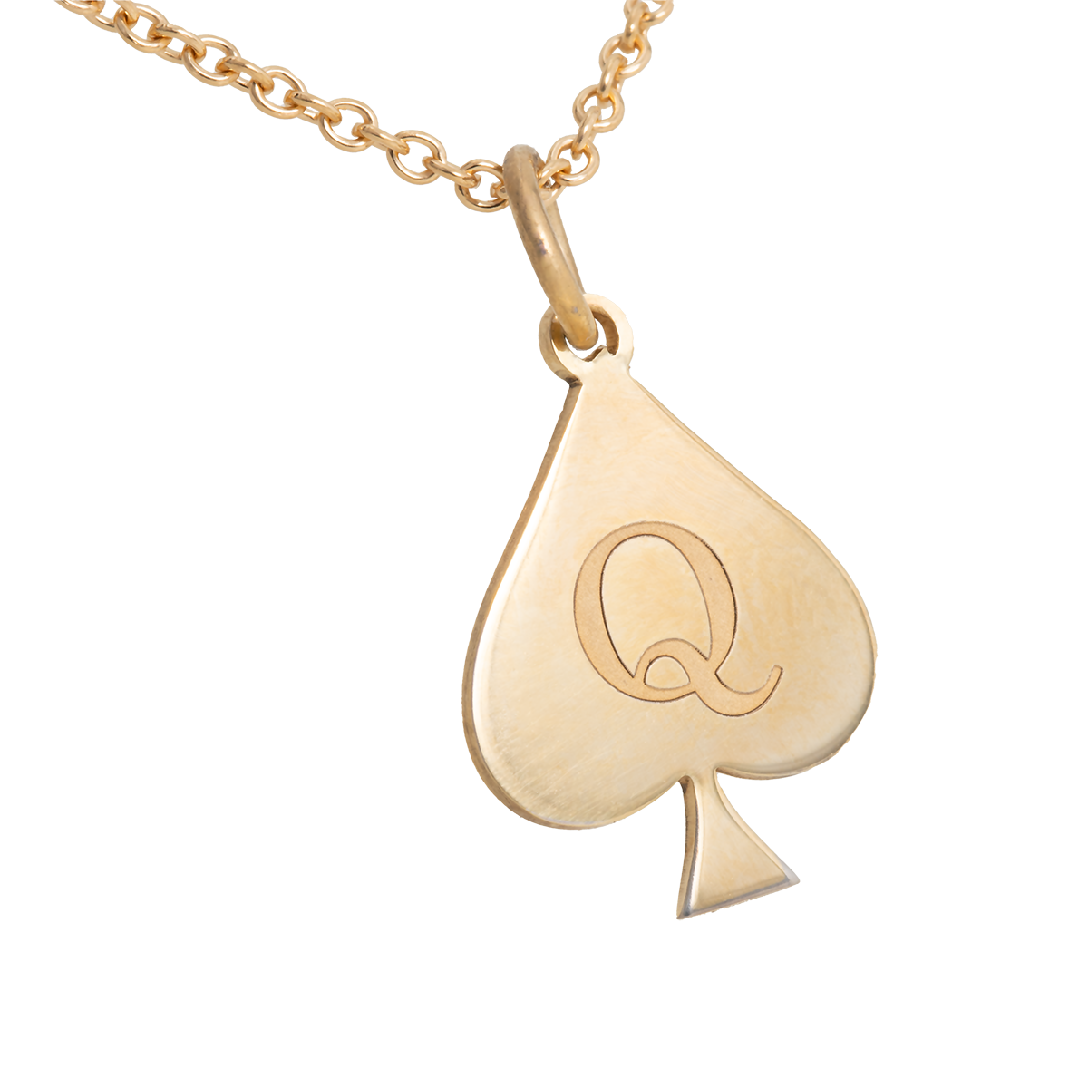 Queen of spades (pique) pendant with necklace