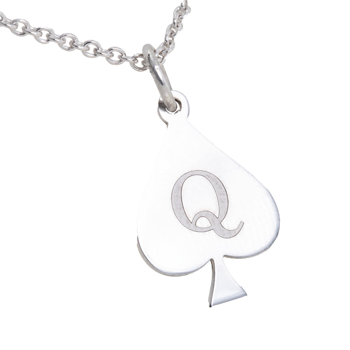 Queen of spades (pique) pendant with necklace