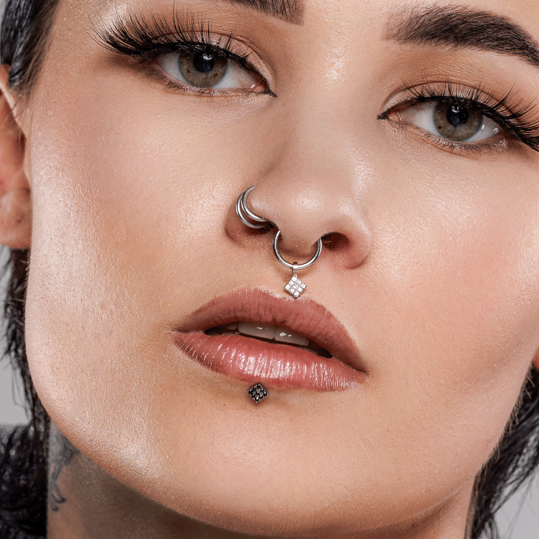 Labret-Stecker Brilliant Nine - Black Diamonds