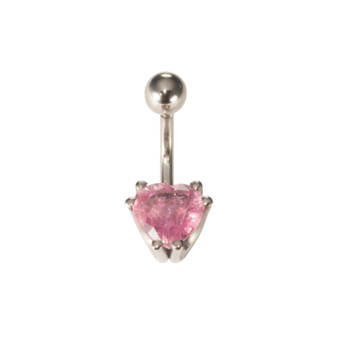 Piercing Banane mit rosafarbenen Turmalinherz
