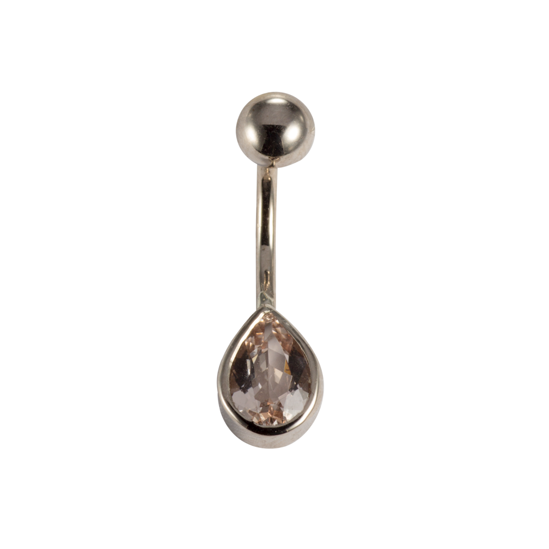 Piercingbanane Morganittropfen 750 Weißgold