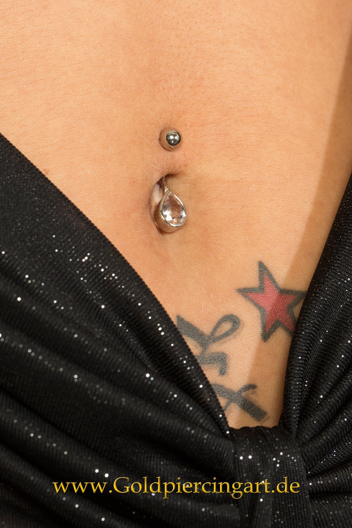 Piercingbanane Morganittropfen 750 Weißgold