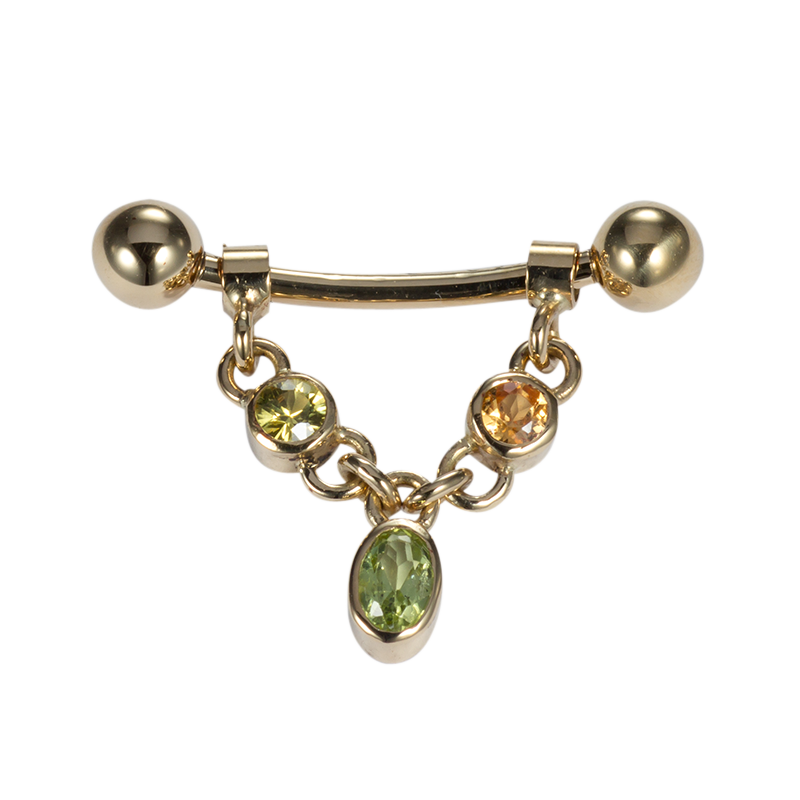 Nipple Pendant Peridot Sapphire Mandarin Yellow Gold 750