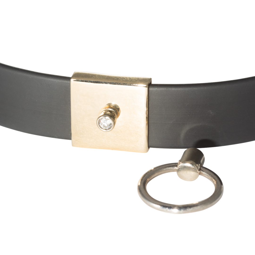 Handgefertigtes Halsband aus Gold mit Ring der O