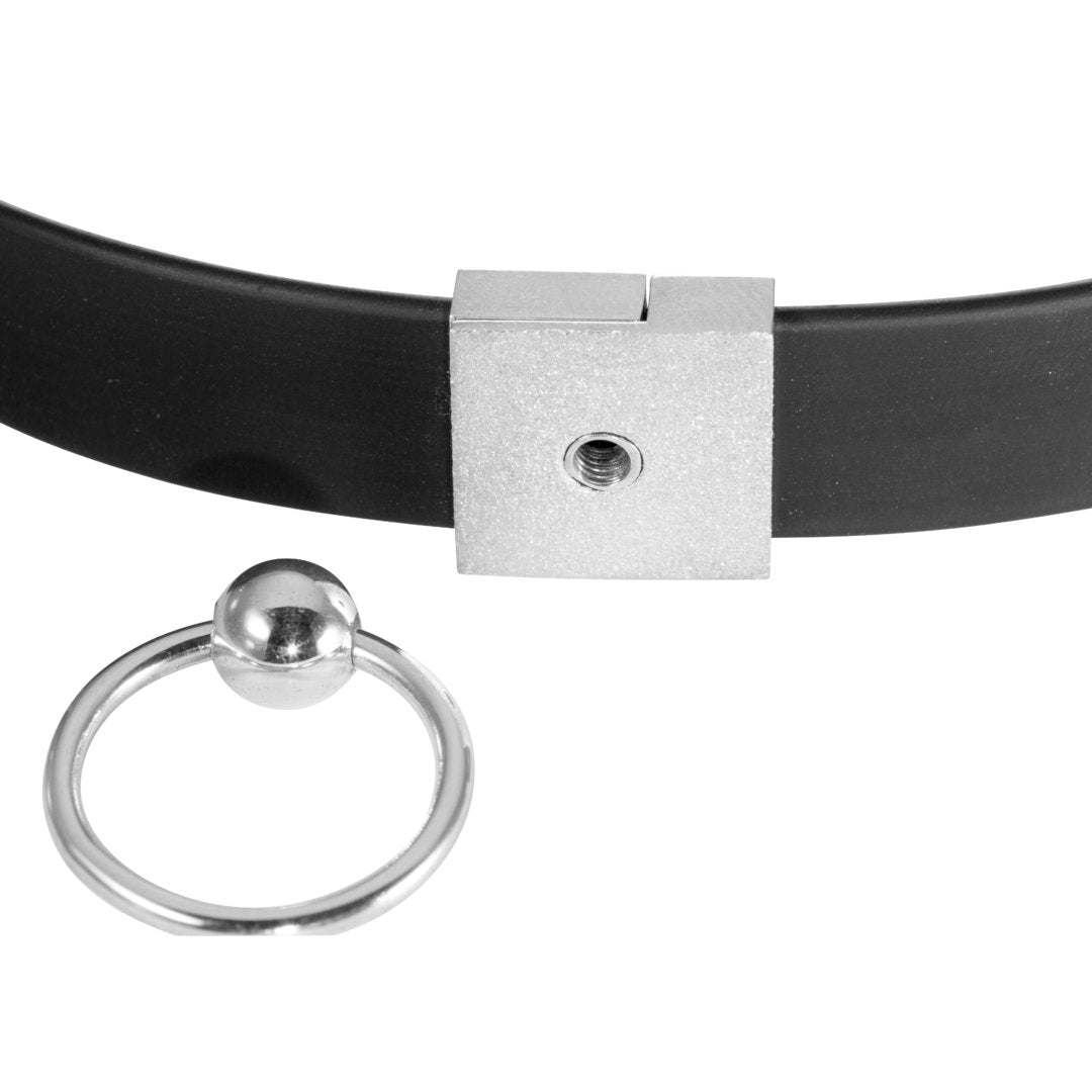 Handcrafted Submissive Collar Silver with Rubber Cord