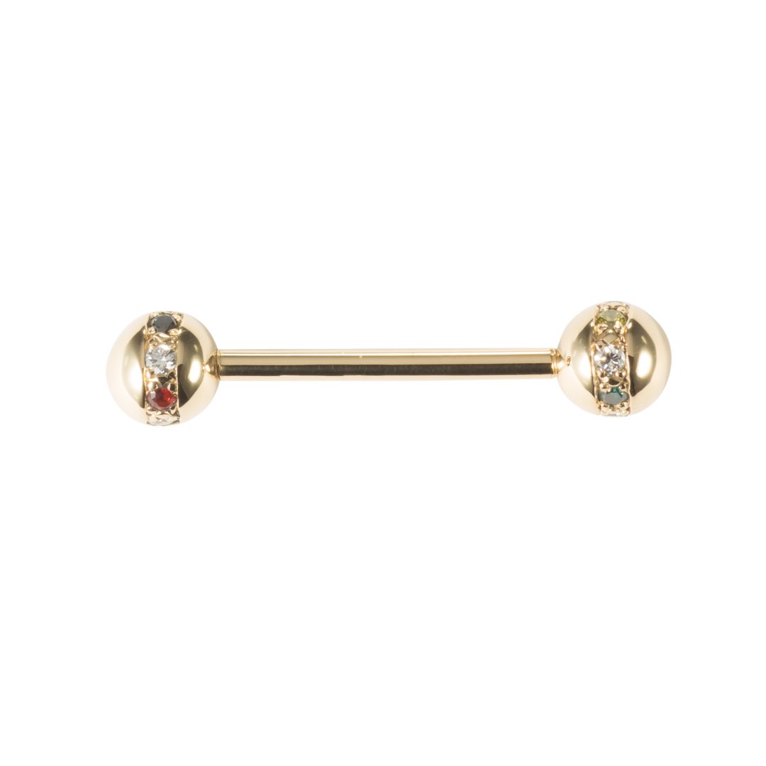 Piercing barbell with a brilliant or gemstone band