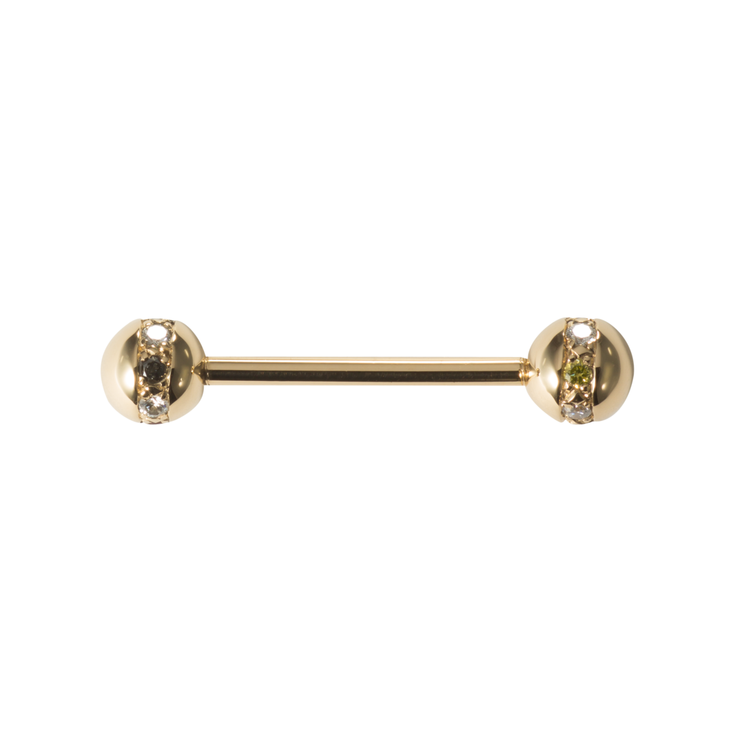 Piercing barbell with a brilliant or gemstone band