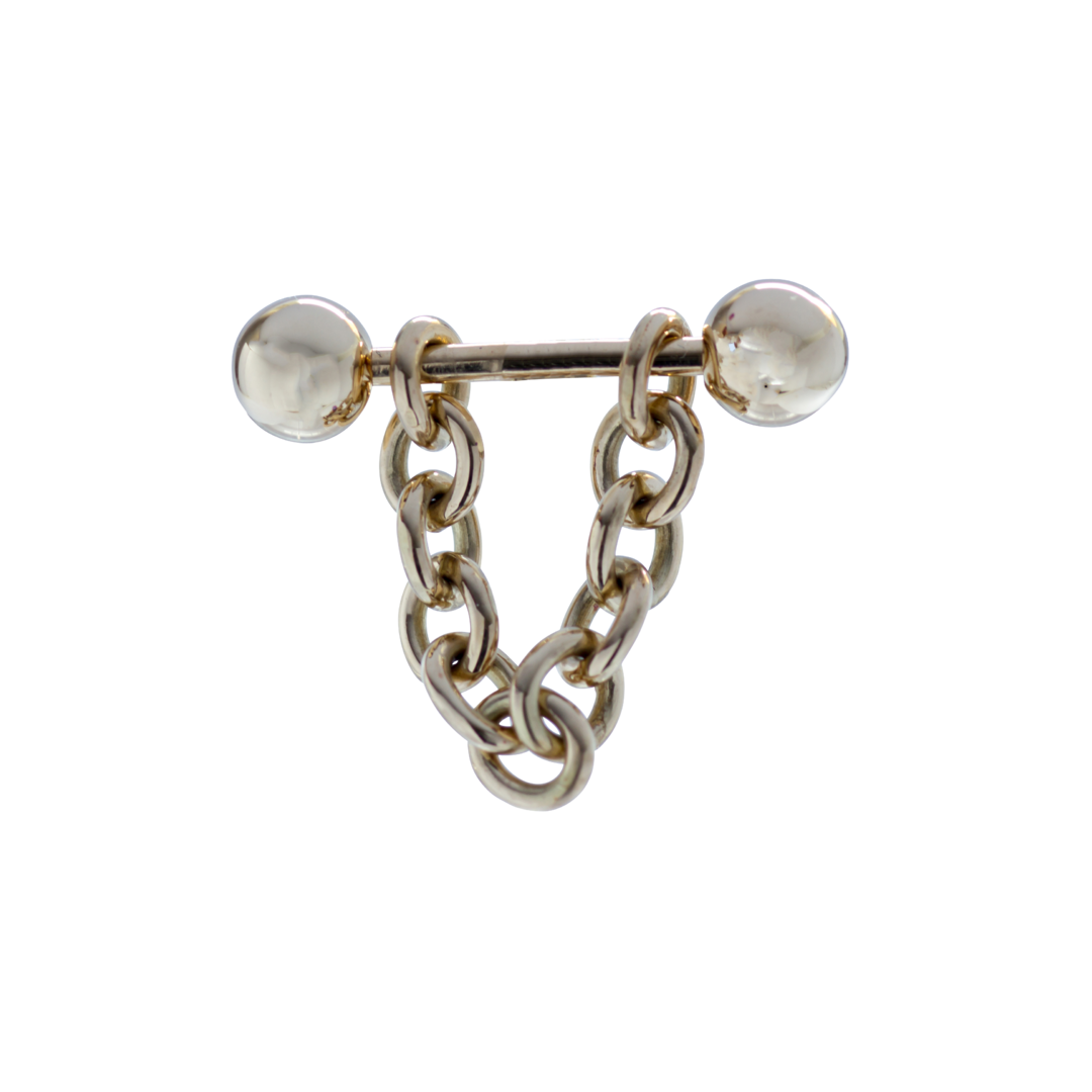 Dumbbell with a handmade chain in gold 750/000