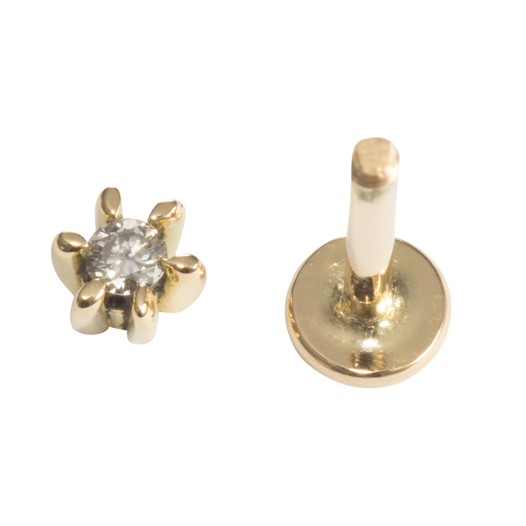 Labret-Stecker mit Brillant in Krappenfassung