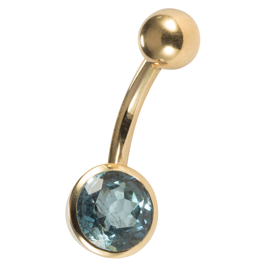 Piercing banana with aquamarine