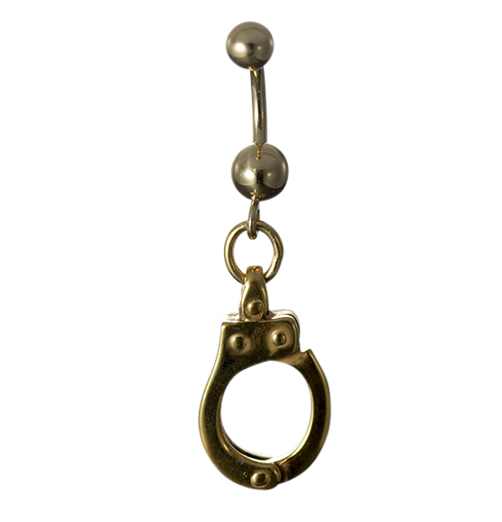 Piercing banana with handcuffs in silver