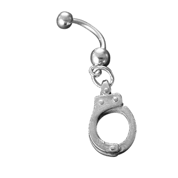 Piercing banana with handcuffs in silver