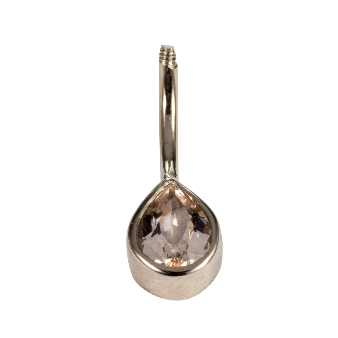 Piercingbanane Morganittropfen 750 Weißgold