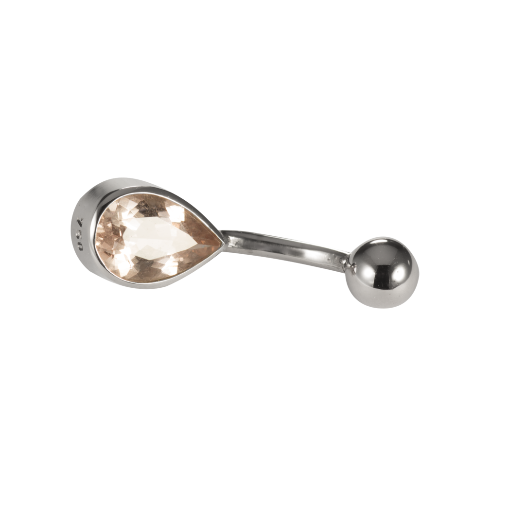 Piercingbanane Morganittropfen 750 Weißgold