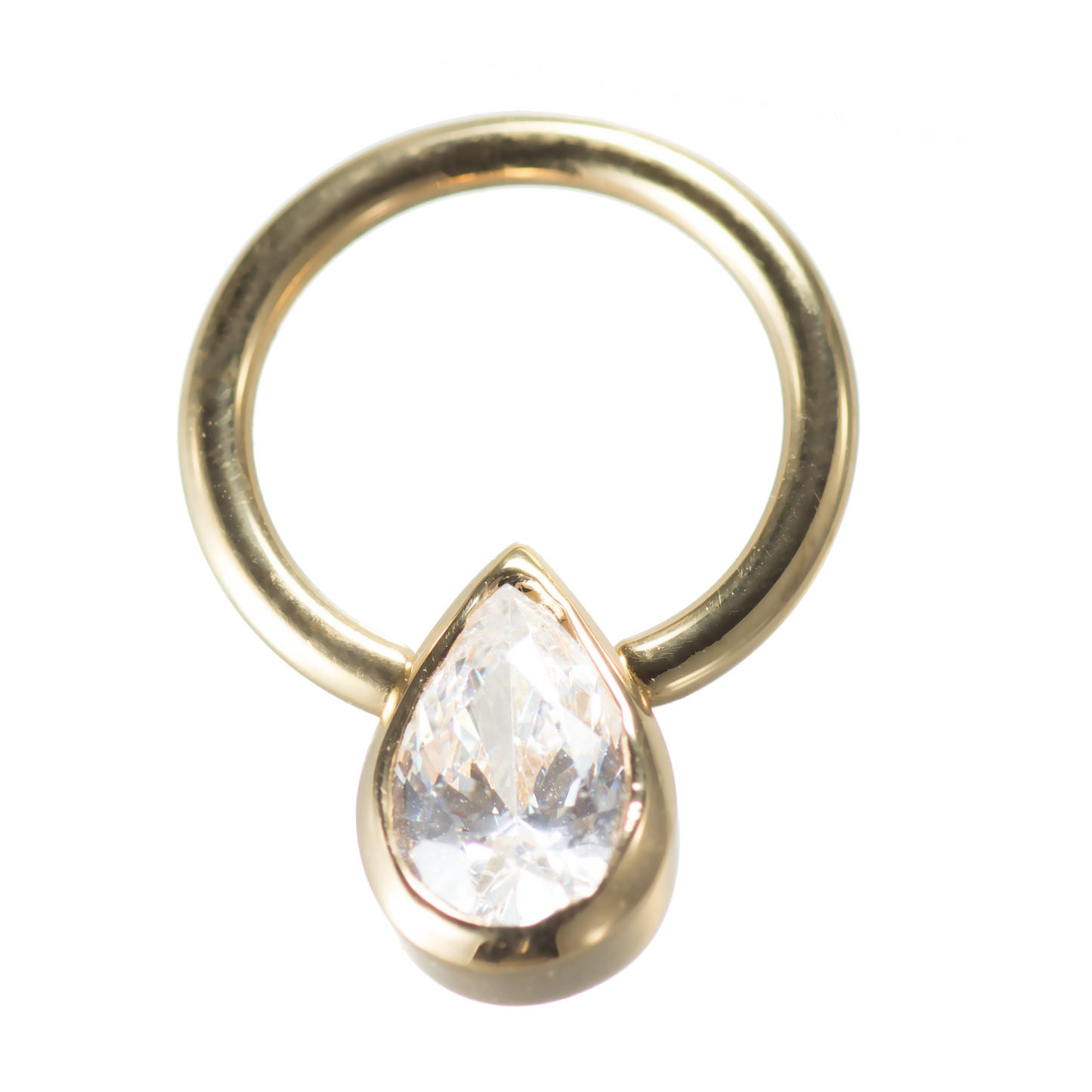 Piercing ring with a drop-shaped stone