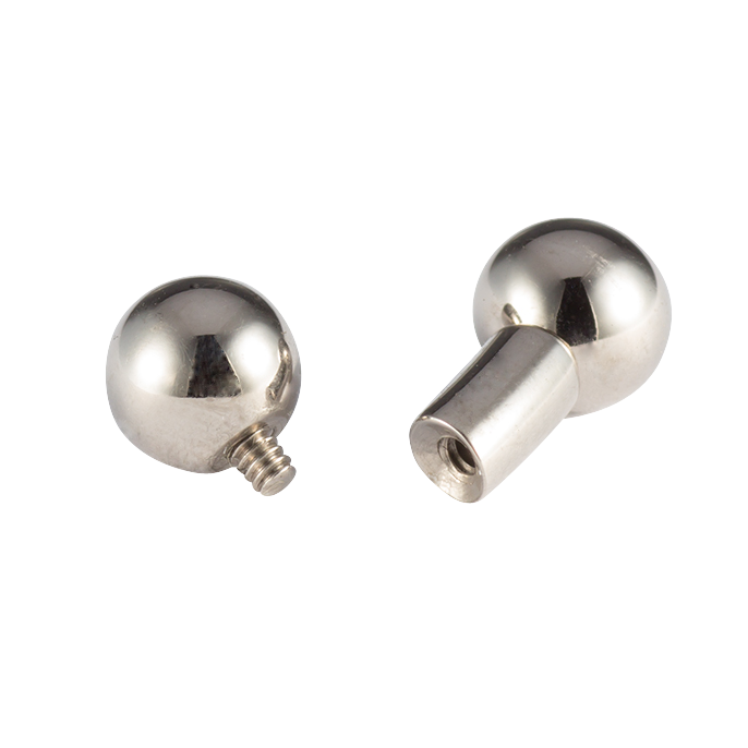 Piercing dumbbell in white gold 750 with integrated threading