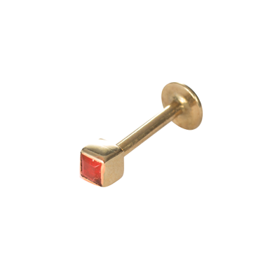 Labret-Stecker 750 Gelbgold mit Feueropal