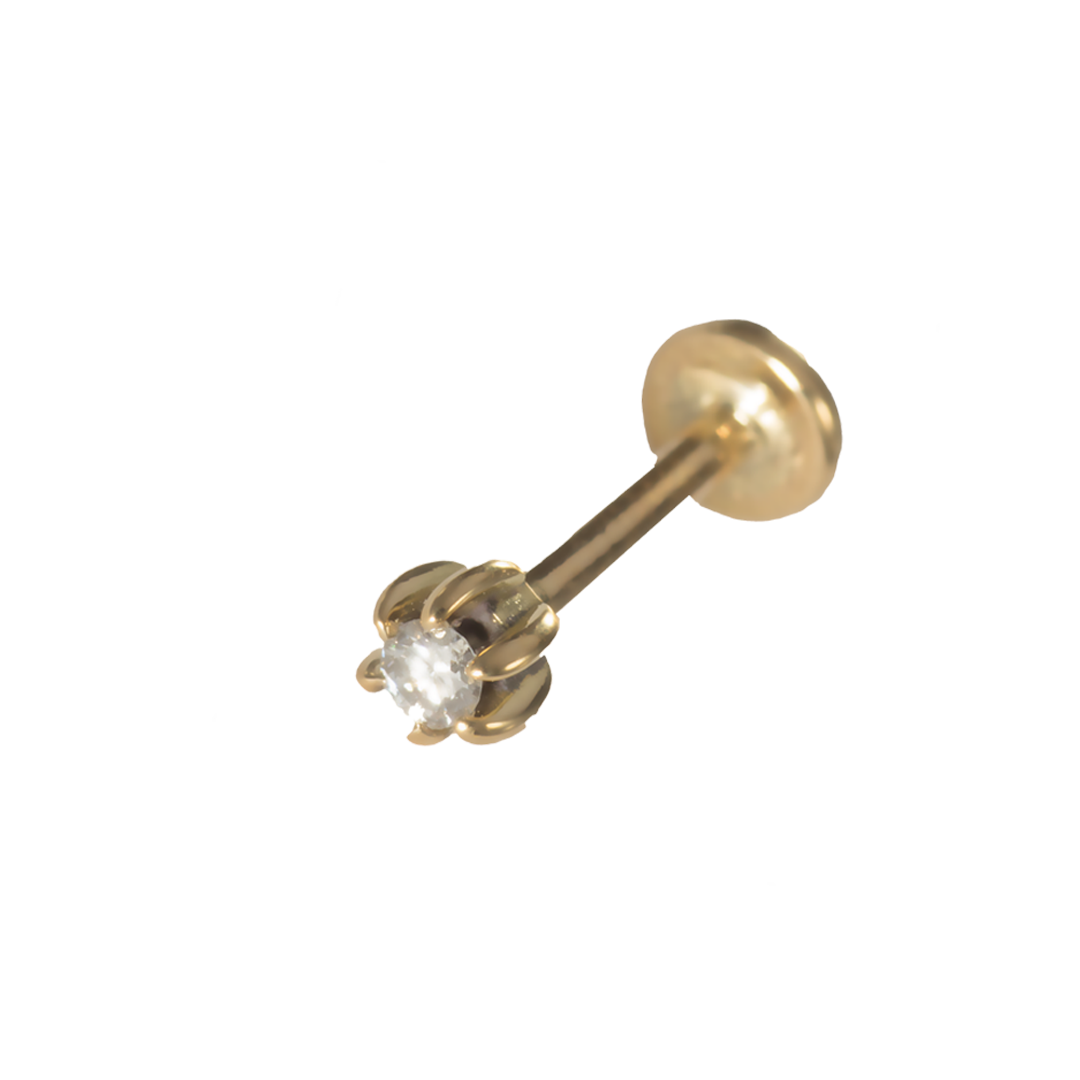 Labret Stud with Brilliant in a classic 6-claw setting