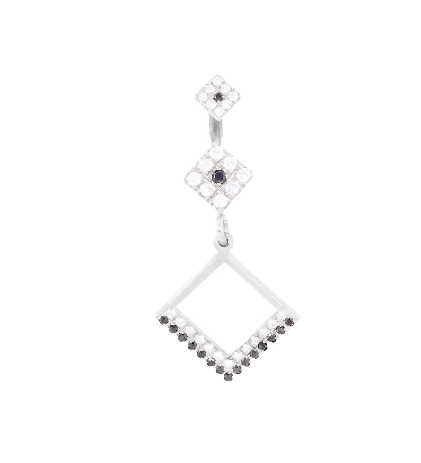 Piercingbanane mit schwarzen und weißen Diamanten Quadra