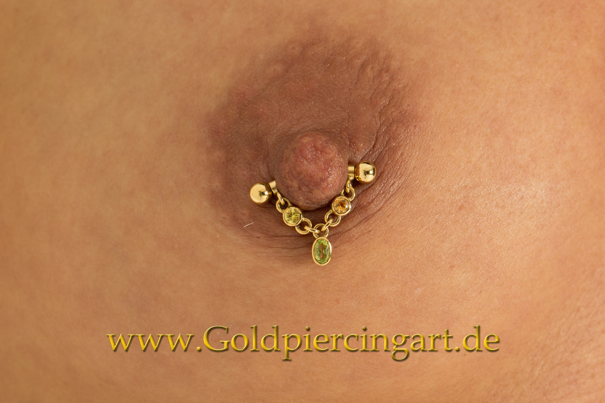 Nipple Pendant Peridot Sapphire Mandarin Yellow Gold 750