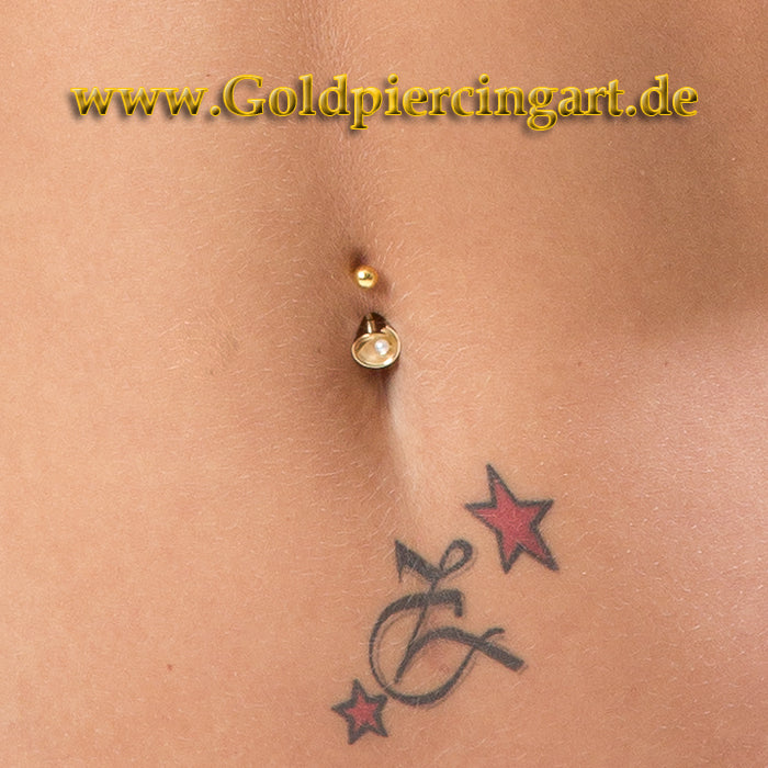 Piercing mit Perle in Schale