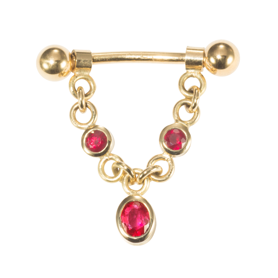 Nipple Pendant Yellow Gold 750/000 with Rubies