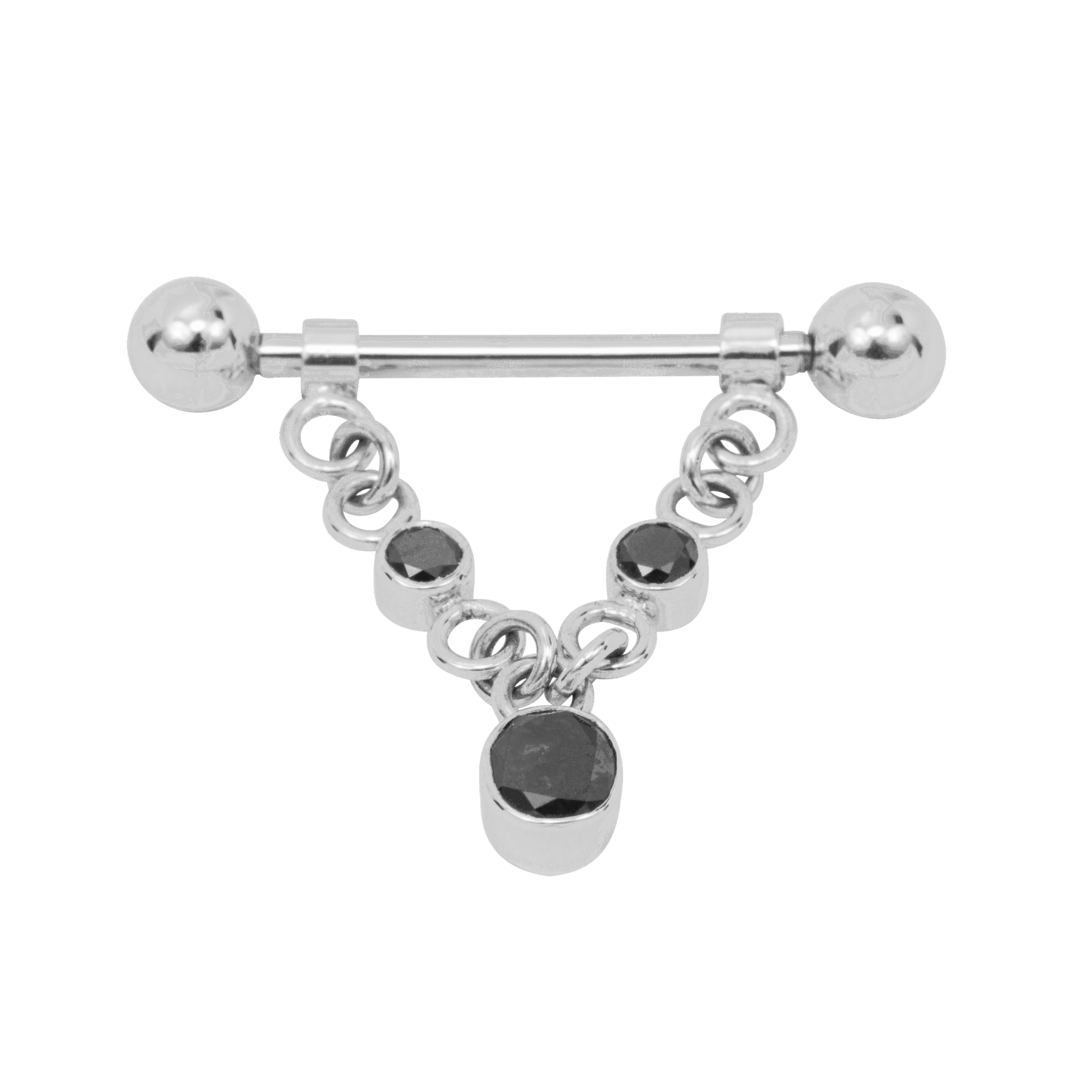 Nipple Pendant 18 Karat White Gold 750 000 with Black Diamonds