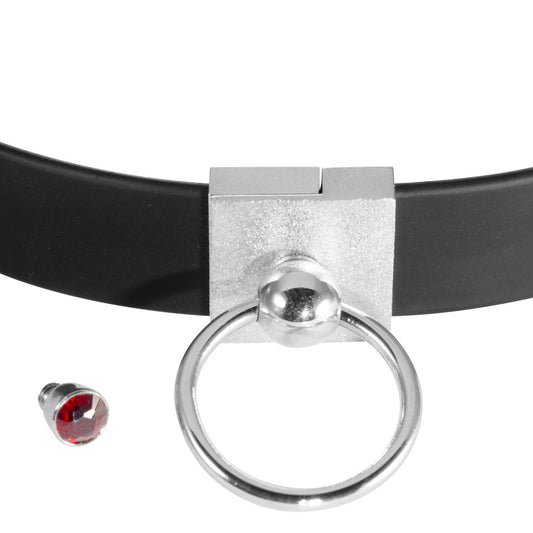 Handcrafted Submissive Collar Silver with Rubber Cord