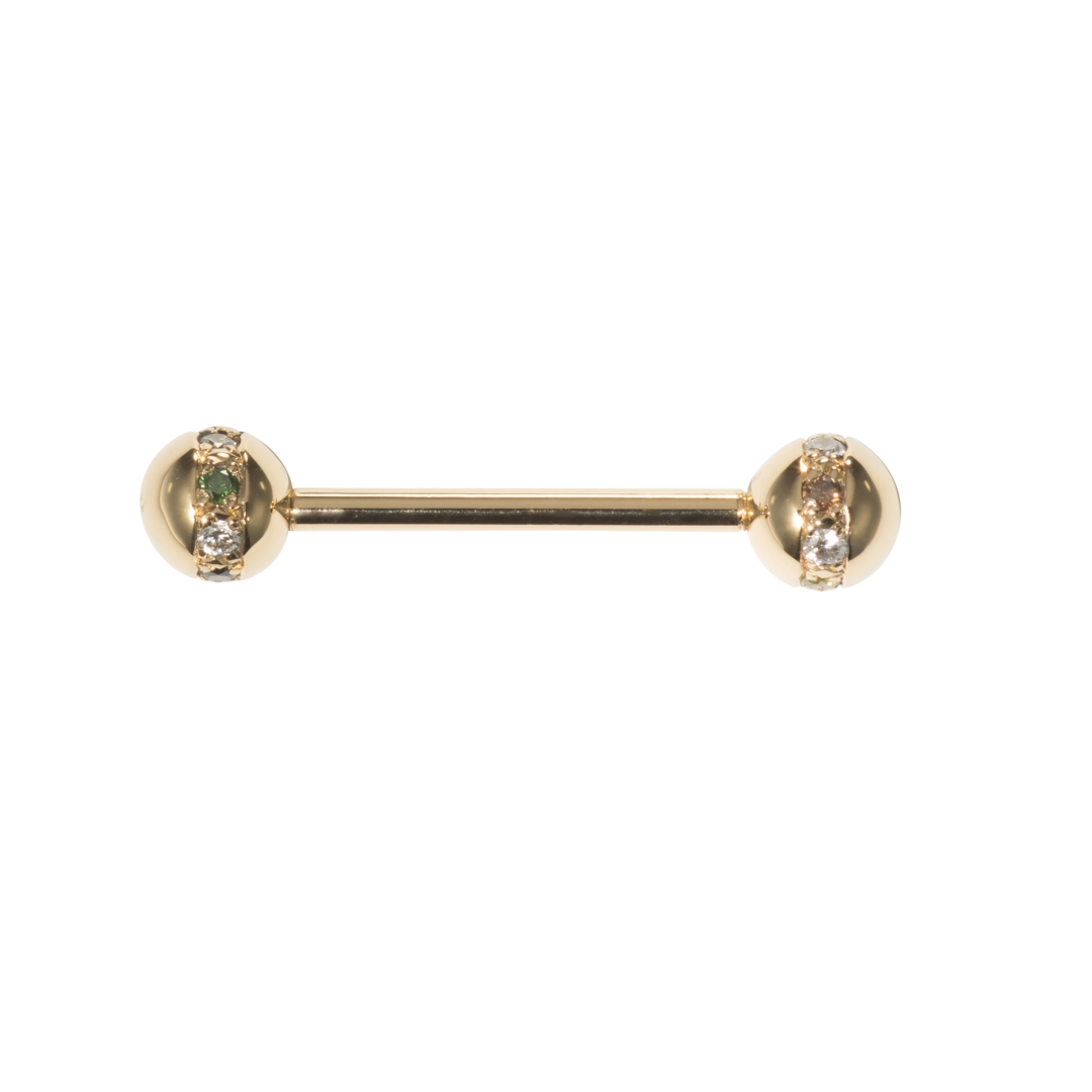 Piercing barbell with a brilliant or gemstone band