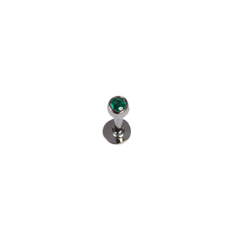 White Gold Labret Stud with an Emerald