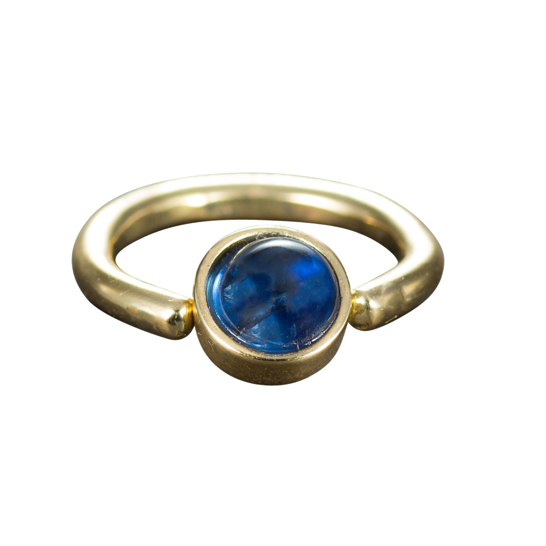 Piercingring with a sapphire-cabochon