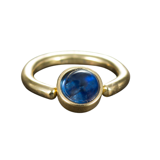 Piercingring with a sapphire-cabochon