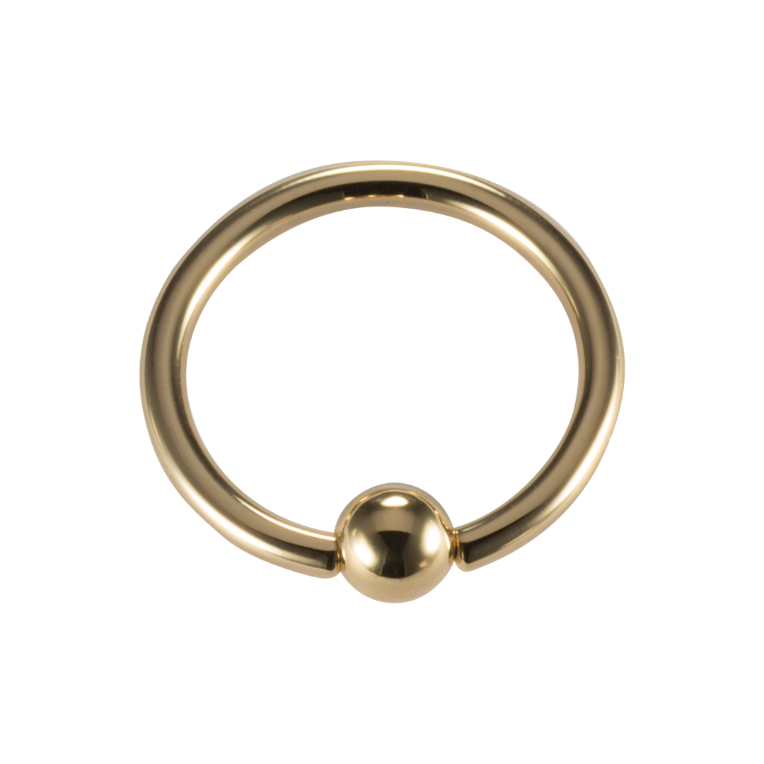 Captive Bead Ring / Ball Closure Ring in 18k Gold