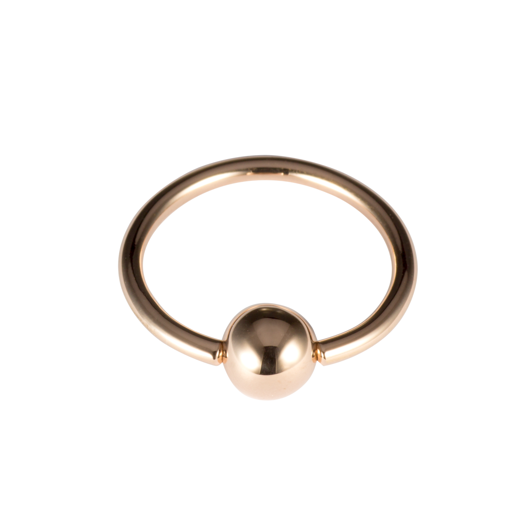 Captive Bead Ring / Ball Closure Ring in 18k Gold