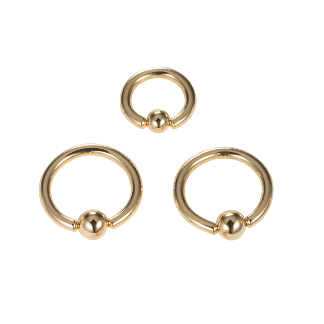 Captive Bead Ring / Ball Closure Ring in 18k Gold