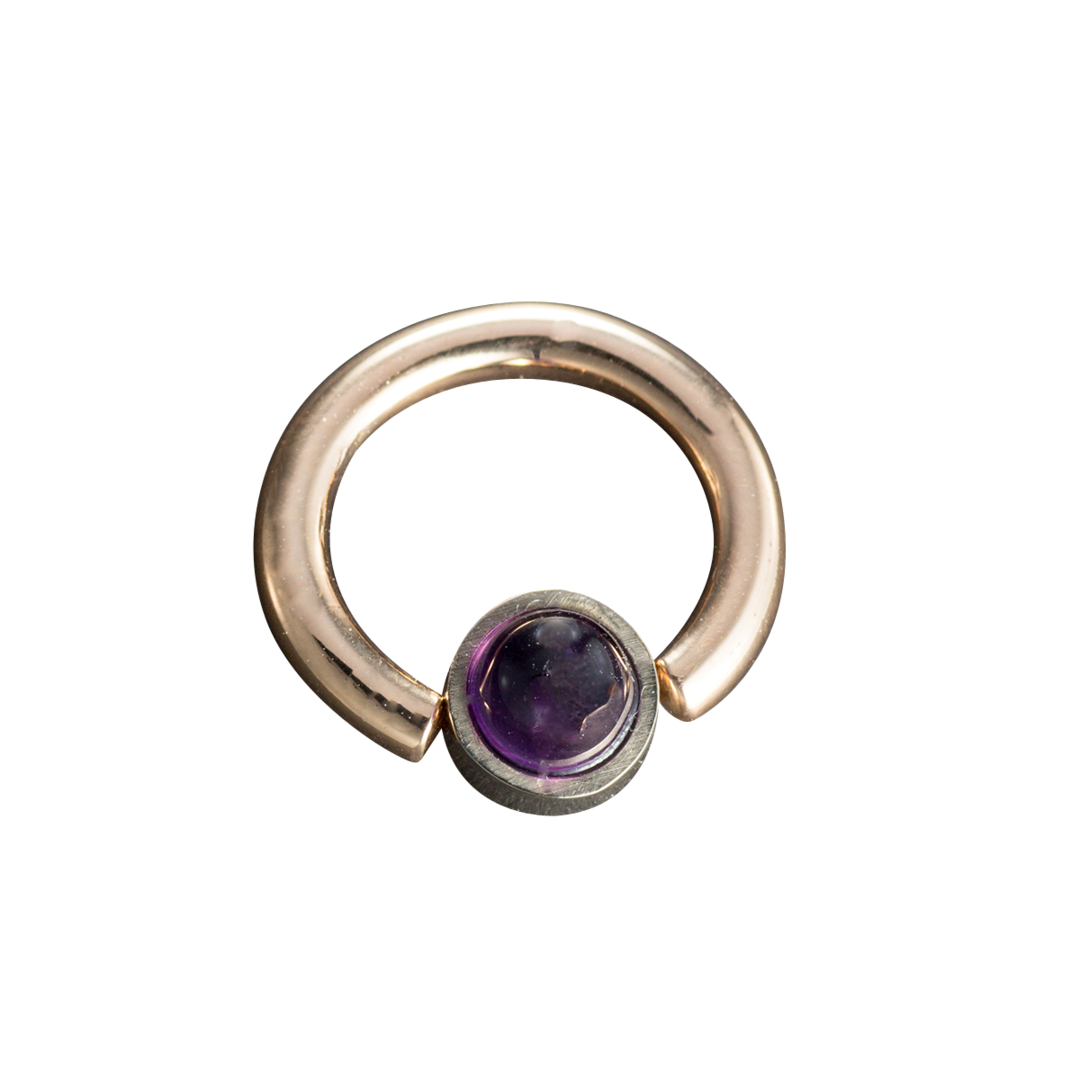 Piercingring mit Amethyst Kegel